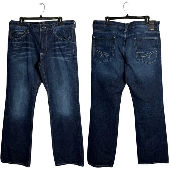 Helix Slim Boot Cut Denim Jeans Men's 36x34 Blue Y2K Classic Mid-Rise Casual - Picture 1 of 11